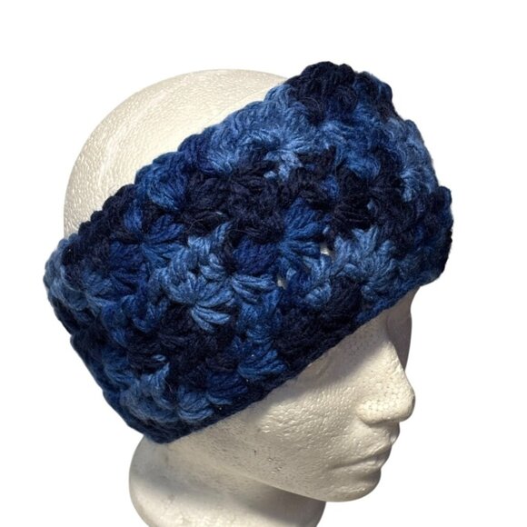 Handcrafted Blue Ombre Crochet Ear Warmer Headband - Picture 1 of 7